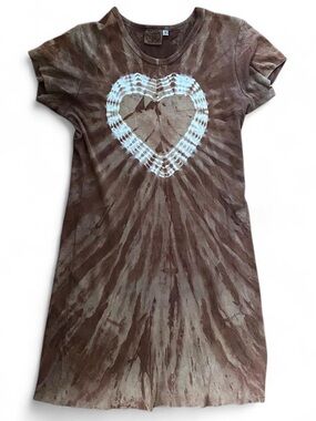 Vintage Y2K Tie-Dye Dress with White Heart